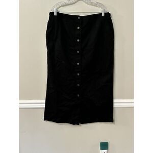Vintage Women's Charter Club Button Down Skirt Black‎ Plus Size 14W